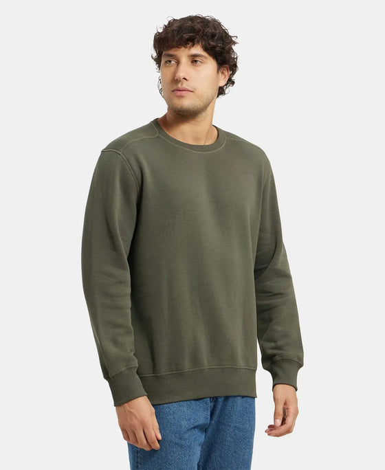 Super Combed Cotton Rich Fleece Sweatshirt with StayWarm Technology - Deep Olive-2