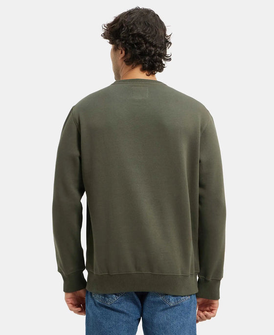 Super Combed Cotton Rich Fleece Sweatshirt with StayWarm Technology - Deep Olive-3