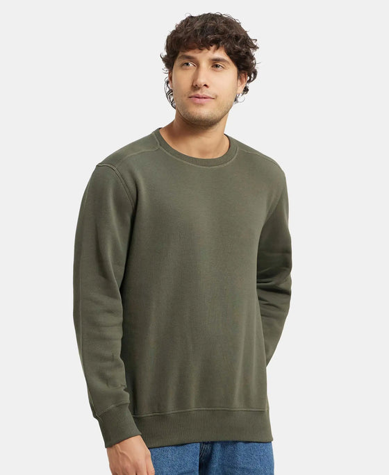 Super Combed Cotton Rich Fleece Sweatshirt with StayWarm Technology - Deep Olive-5