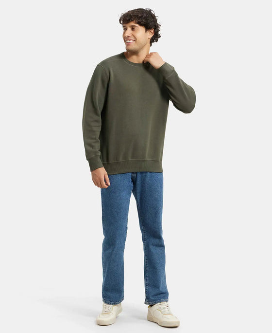 Super Combed Cotton Rich Fleece Sweatshirt with StayWarm Technology - Deep Olive-6