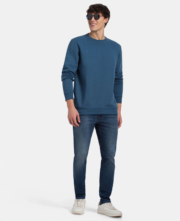 Super Combed Cotton Rich Fleece Sweatshirt with StayWarm Technology - Ensign Blue