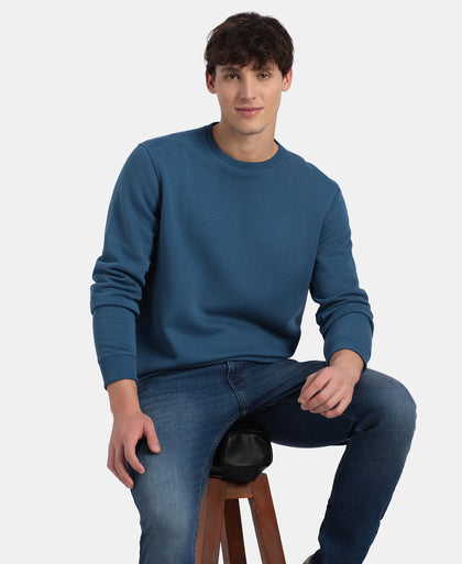Super Combed Cotton Rich Fleece Sweatshirt with StayWarm Technology - Ensign Blue