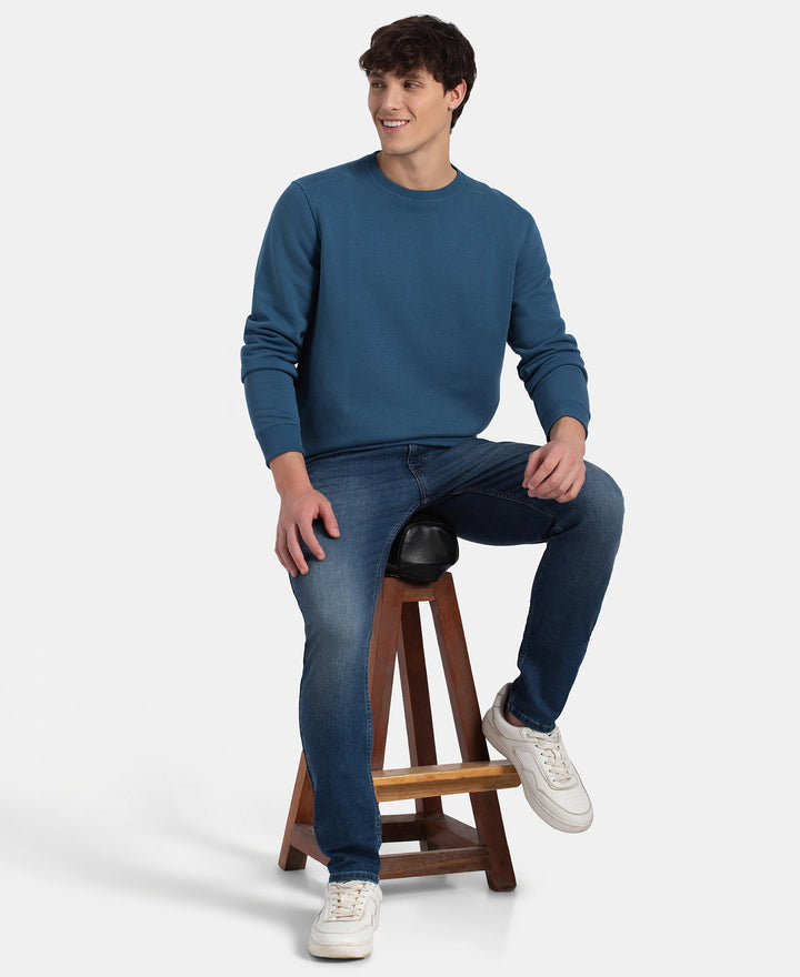Super Combed Cotton Rich Fleece Sweatshirt with StayWarm Technology - Ensign Blue