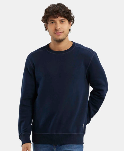 Super Combed Cotton Rich Fleece Sweatshirt with StayWarm Technology - Navy-5