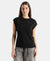 Super Combed Cotton Rich Hybrid Tank Top with Ribbed Sleeves - Deep Black