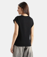 Super Combed Cotton Rich Hybrid Tank Top with Ribbed Sleeves - Deep Black