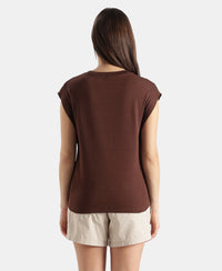 Super Combed Cotton Rich Hybrid Tank Top with Ribbed Sleeves - Chicory Coffee