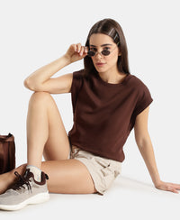 Super Combed Cotton Rich Hybrid Tank Top with Ribbed Sleeves - Chicory Coffee