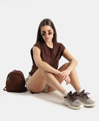 Super Combed Cotton Rich Hybrid Tank Top with Ribbed Sleeves - Chicory Coffee