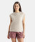 Super Combed Cotton Rich Hybrid Tank Top with Ribbed Sleeves - Dove