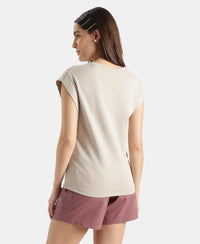 Super Combed Cotton Rich Hybrid Tank Top with Ribbed Sleeves - Dove