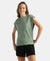 Super Combed Cotton Rich Hybrid Tank Top with Ribbed Sleeves - Lily Pad