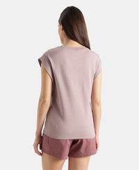 Super Combed Cotton Rich Hybrid Tank Top with Ribbed Sleeves - Quail