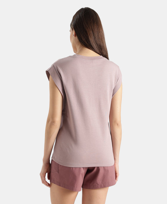 Super Combed Cotton Rich Hybrid Tank Top with Ribbed Sleeves - Quail