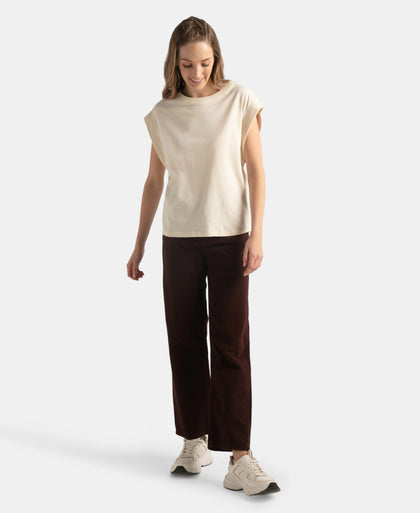Super Combed Cotton Rich Hybrid Tank Top with Ribbed Sleeves - Snow White