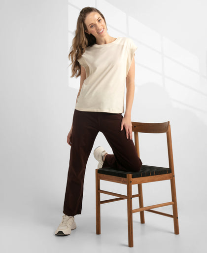 Super Combed Cotton Rich Hybrid Tank Top with Ribbed Sleeves - Snow White