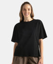 Super Combed Cotton Rich Oversized T-Shirt With Dolman Sleeve Styling - Black