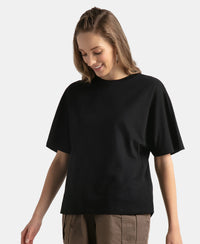 Super Combed Cotton Rich Oversized T-Shirt With Dolman Sleeve Styling - Black