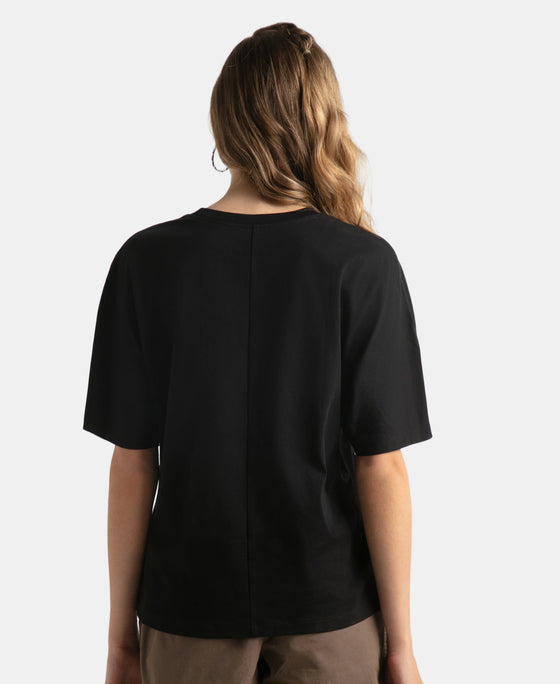 Super Combed Cotton Rich Oversized T-Shirt With Dolman Sleeve Styling - Black