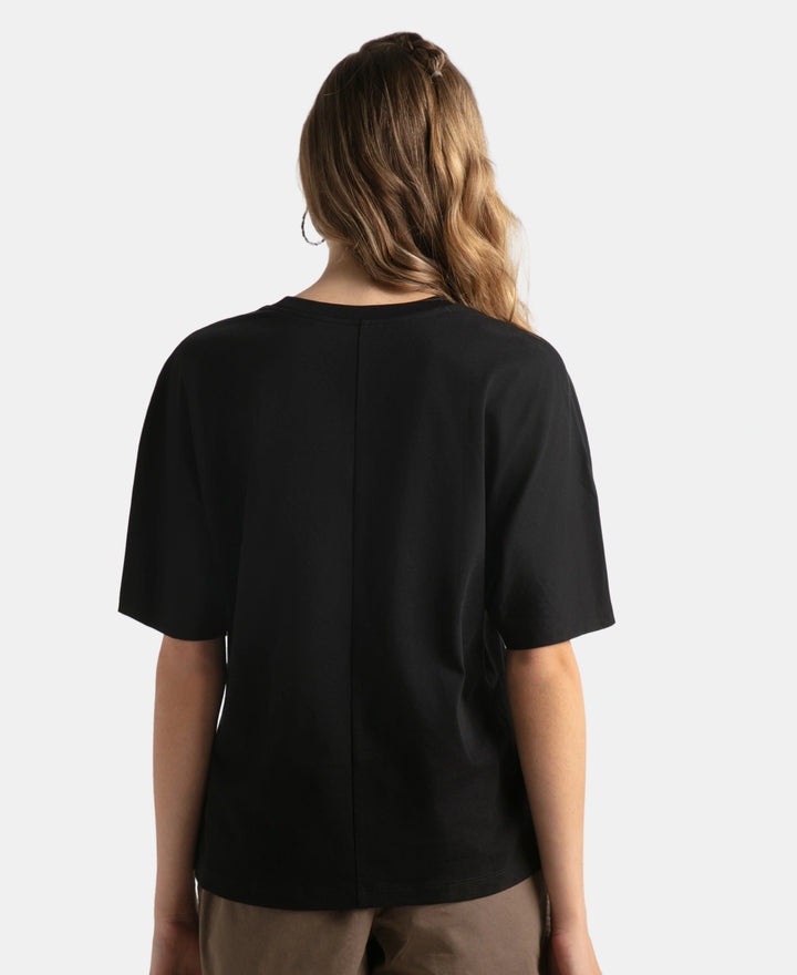 Super Combed Cotton Rich Oversized T-Shirt With Dolman Sleeve Styling - Black
