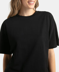 Super Combed Cotton Rich Oversized T-Shirt With Dolman Sleeve Styling - Black