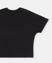 Super Combed Cotton Rich Oversized T-Shirt With Dolman Sleeve Styling - Black