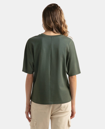 Super Combed Cotton Rich Oversized T-Shirt With Dolman Sleeve Styling - Thyme
