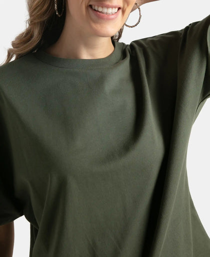 Super Combed Cotton Rich Oversized T-Shirt With Dolman Sleeve Styling - Thyme