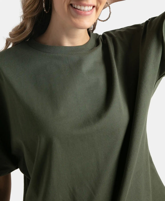 Super Combed Cotton Rich Oversized T-Shirt With Dolman Sleeve Styling - Thyme