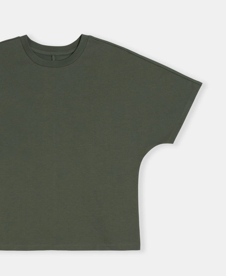 Super Combed Cotton Rich Oversized T-Shirt With Dolman Sleeve Styling - Thyme