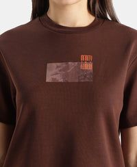 Super Combed Cotton Rich Oversized Graphic Print T-Shirt with Drop Shoulder Styling - Chicory Coffee