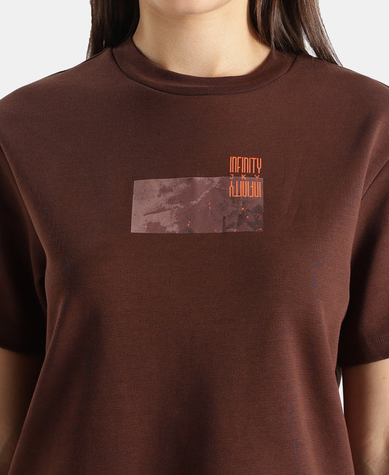 Super Combed Cotton Rich Oversized Graphic Print T-Shirt with Drop Shoulder Styling - Chicory Coffee