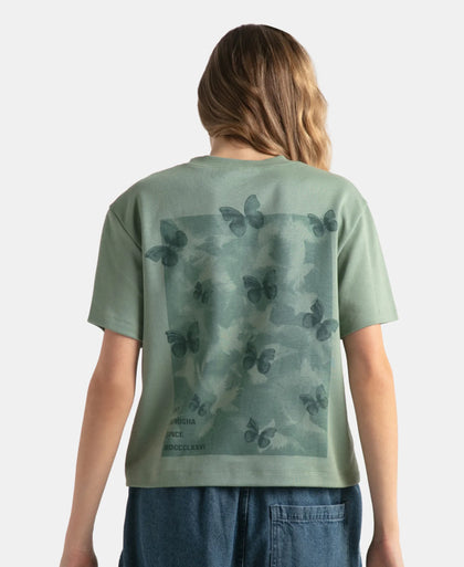 Super Combed Cotton Rich Oversized Printed T-Shirt with Drop Shoulder Styling - Lily Pad