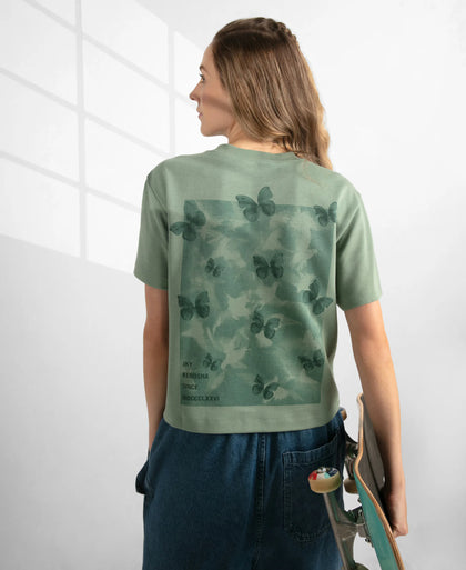 Super Combed Cotton Rich Oversized Printed T-Shirt with Drop Shoulder Styling - Lily Pad