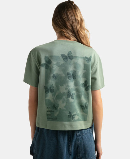 Super Combed Cotton Rich Oversized Printed T-Shirt with Drop Shoulder Styling - Lily Pad