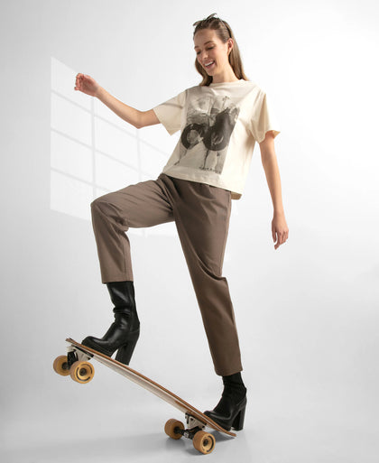Super Combed Cotton Rich Oversized Printed T-Shirt with Drop Shoulder Styling - Snow White