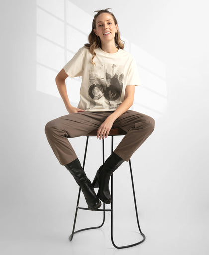 Super Combed Cotton Rich Oversized Printed T-Shirt with Drop Shoulder Styling - Snow White