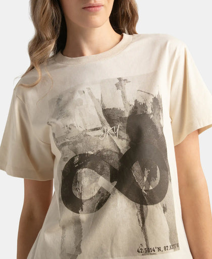 Super Combed Cotton Rich Oversized Printed T-Shirt with Drop Shoulder Styling - Snow White