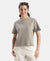Super Combed Cotton Rich Oversized Graphic Print T-Shirt with Drop Shoulder Styling - Stone
