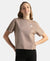 Super Combed Cotton Rich Oversized Graphic Print T-Shirt with Drop Shoulder Styling - Taupe Grey