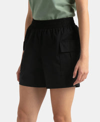 Super Combed Cotton Regular Fit Hybrid Cargo Shorts - Black