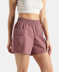 Super Combed Cotton Regular Fit Hybrid Cargo Shorts - Burnt Rose