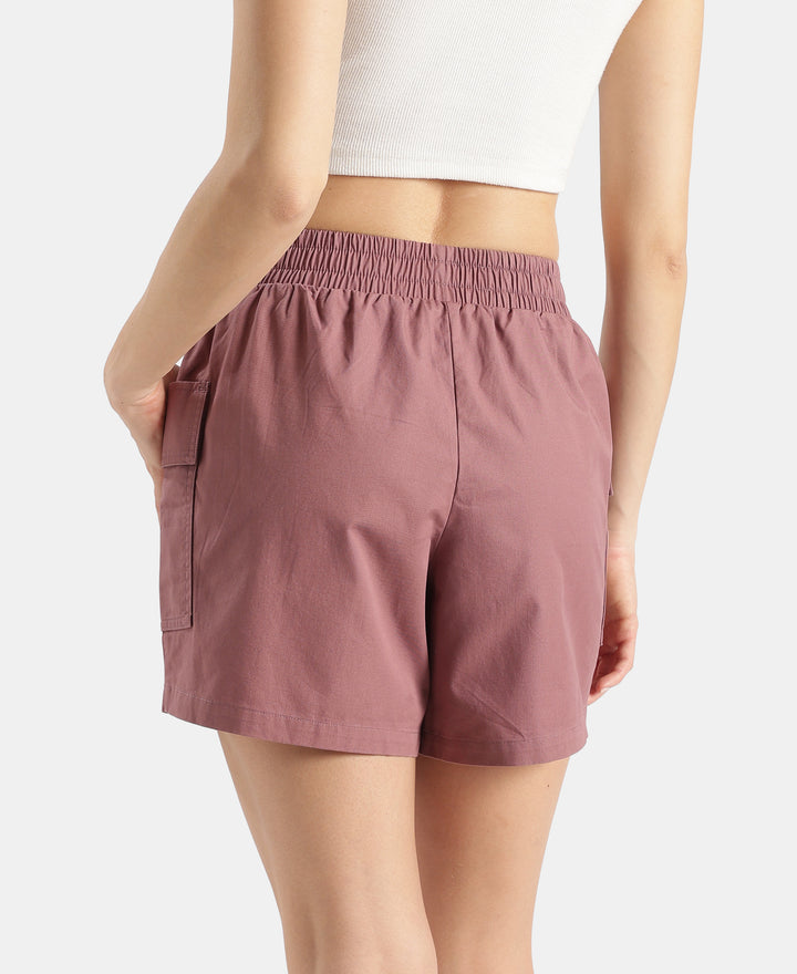Super Combed Cotton Regular Fit Hybrid Cargo Shorts - Burnt Rose