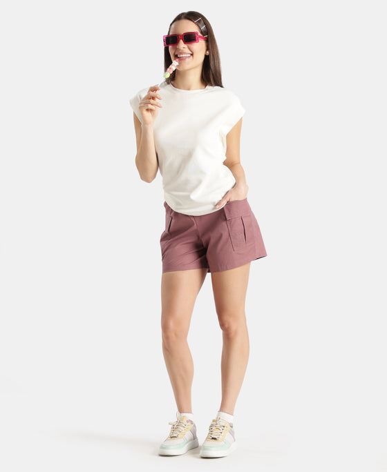 Super Combed Cotton Regular Fit Hybrid Cargo Shorts - Burnt Rose