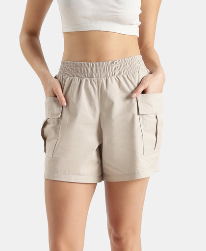 Super Combed Cotton Regular Fit Hybrid Cargo Shorts - Pebble Grey