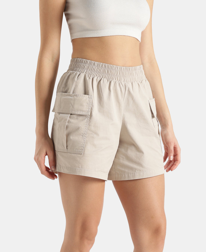Super Combed Cotton Regular Fit Hybrid Cargo Shorts - Pebble Grey