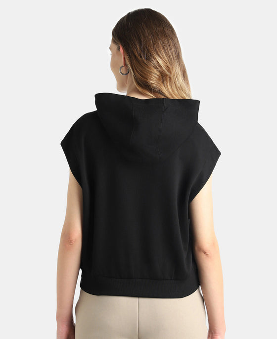 Super Combed Cotton Rich French Terry Oversized Sleeves Hoodie - Black