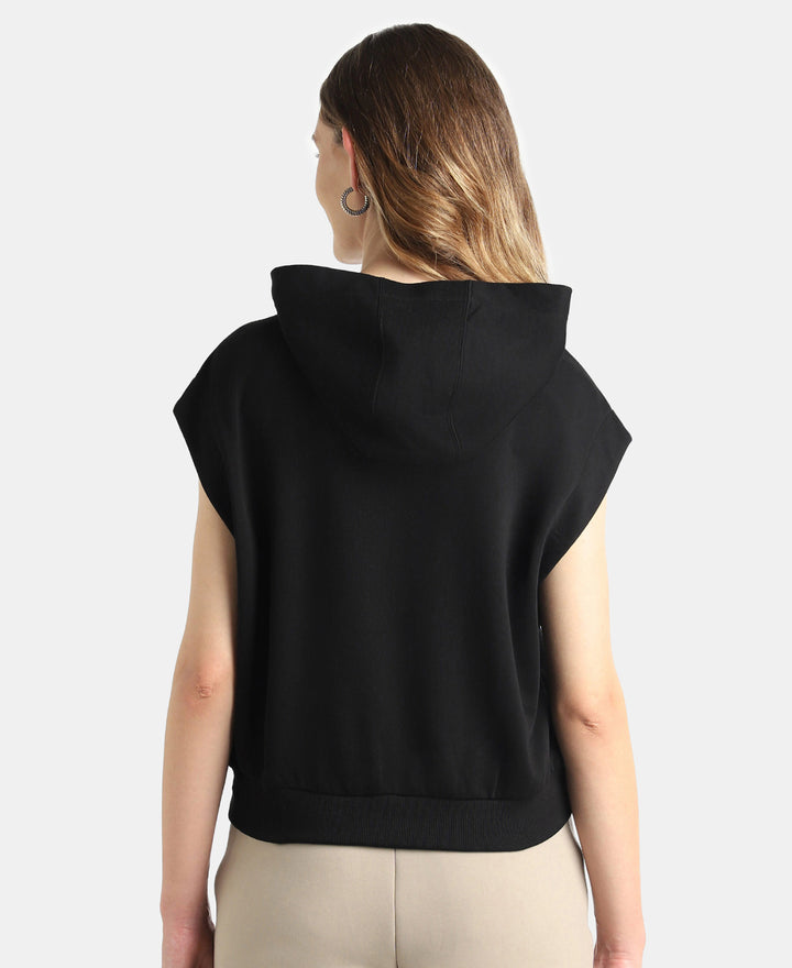 Super Combed Cotton Rich French Terry Oversized Sleeves Hoodie - Black