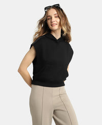 Super Combed Cotton Rich French Terry Oversized Sleeves Hoodie - Black