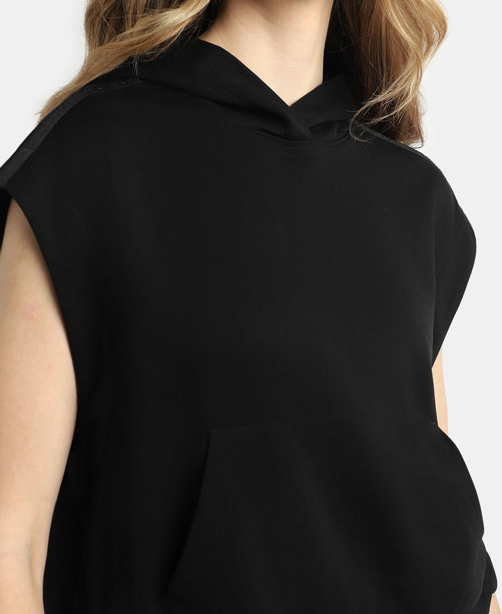 Super Combed Cotton Rich French Terry Oversized Sleeves Hoodie - Black